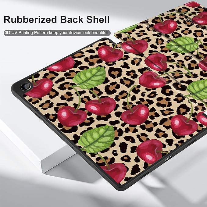 MEEgoodo Case for Samsung Galaxy Tab A9 Plus 11 inch Cover 2024 2023 with S Pen Holder, A9+ Smart Tablet Cases with Leather Trifold Stand+Soft TPU Back Shell+Smart Auto Wake/Sleep,Beige Brown & Cherry