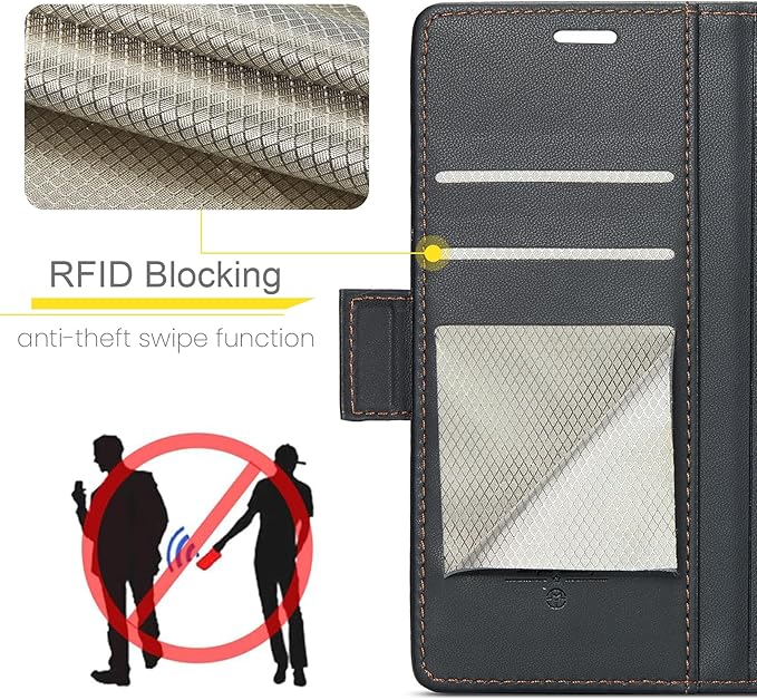for Pixel 9A Case, Premium PU Leather Wallet Case Flip Cover with [RFID Blocking][Card Holder][Stand Function] Shockproof Protective for Pixel 9A, Black