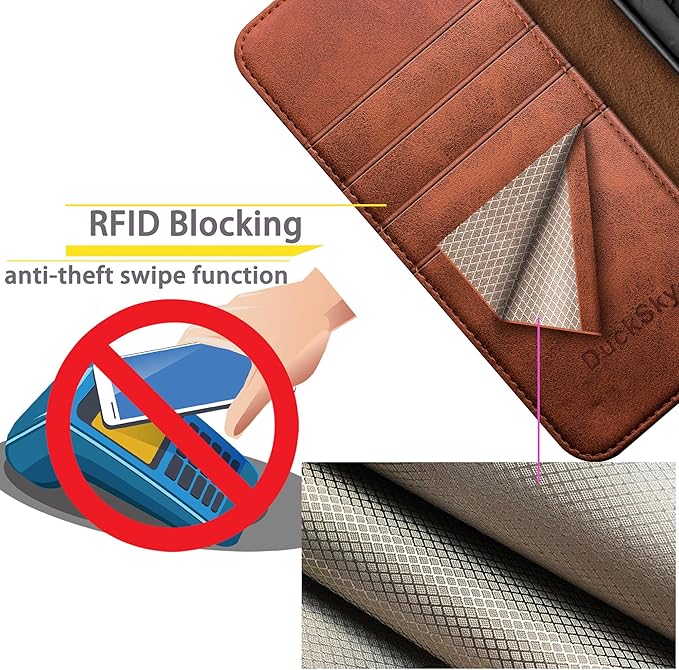 compatible with Samsung Galaxy S25 Ultra Genuine Leather Wallet case【RFID Blocking】【4 Credit Card Holder】【Real Leather】Flip Folio Book Phone case Cover Women Men for S25 Ultra case Light Brown