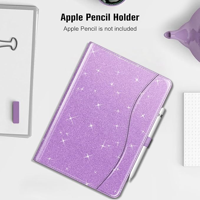 Fintie Case for iPad 9th / 8th / 7th Generation (2021/2020/2019) 10.2 Inch - [Corner Protection] Multi-Angle Viewing Stand Cover with Pocket & Pencil Holder, Auto Sleep Wake, Glittering Purple