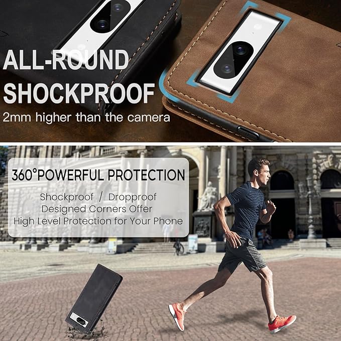 for Google 8 Case, Flip Wallet Leather Case with Card Holder Magnetic Closure Shockproof Kickstand Protective Phone Cases Cover for Google 8,Black