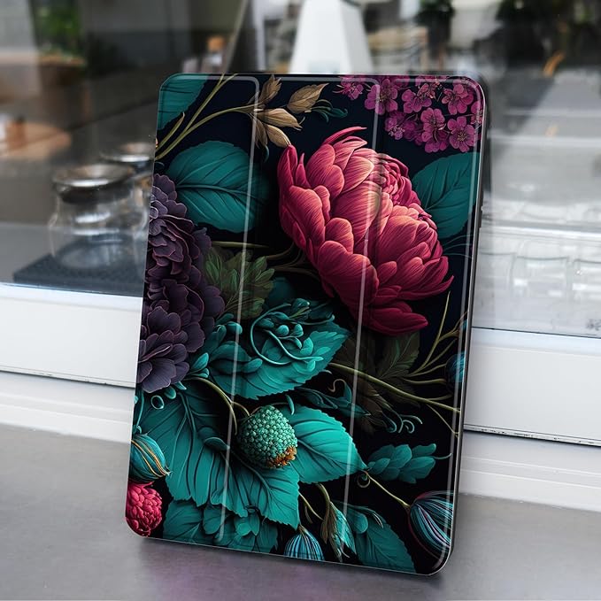 Case for Samsung Galaxy Tab S8 2022 & S7 2020, Shockproof Tablet Case for Samsung Tab S8/S7 11 inch with Auto Sleep/Wake & Trifold Stand & Soft TPU Back Cover, Vibrant Flower