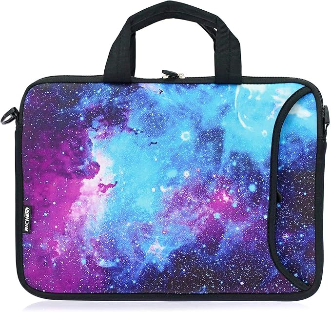 RICHEN 11 11.6 12 12.5 13 inches Case Laptop/Chromebook/Ultrabook/PC Messenger Bag Tablet Travel Case Neoprene Handle Sleeve with Shoulder (11-13.3 inch, Galaxy)