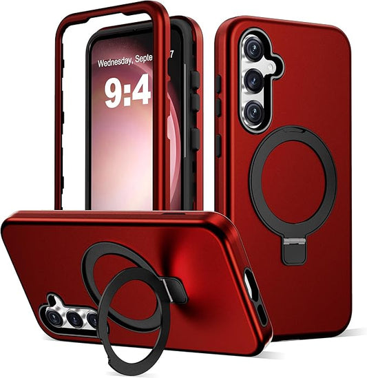 Designed for Samsung Galaxy S23 Plus Case with Magnetic Ring Stand [Compatible with Mag-Safe][Military Grade Drop Protection][Build in Kickstand] Shockproof S23 Plus Phone Case 6.6",Red