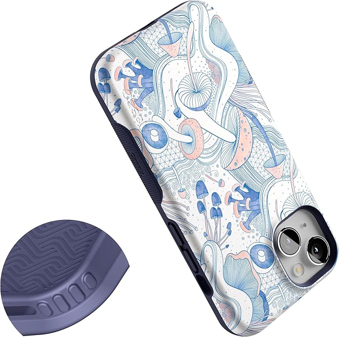 Casely iPhone 14 Case | The Fun Guy | Enchanted Forest Mushroom Floral | Compatible with MagSafe | Bold Protective Design