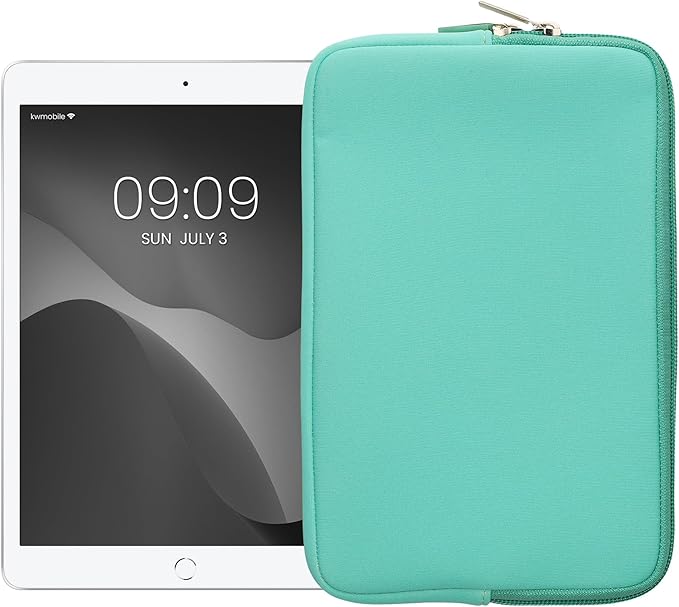 kwmobile Neoprene Pouch Compatible with 8"-8,4" Tablet - Universal Sleeve Case Cover with Zipper for Tablet - Mint