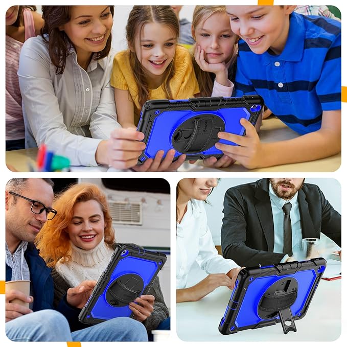 Timecity for Samsung Galaxy Tab A 10.1 Case 2019, Only Fit (SM-T510/ SM-T515/ SM-T517), Drop Proof with Hand Strap Stand Screen Protector Pencil Holder （NOT FIT for 2016 Release） - Dark Blue