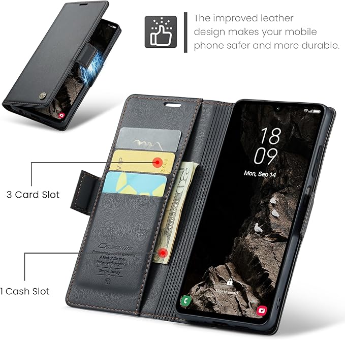 for Samsung Galaxy A05s Case, Premium PU Leather Wallet Case Flip Cover with [RFID Blocking][Card Holder][Stand Function] Shockproof Protective for Samsung Galaxy A05s, Black