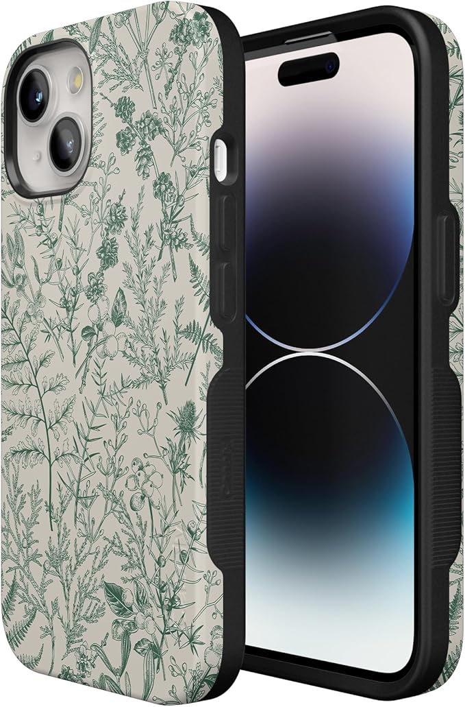 Casely iPhone 14 Case | Sage Garden | Green Floral | Compatible with MagSafe | Bold Protective Design