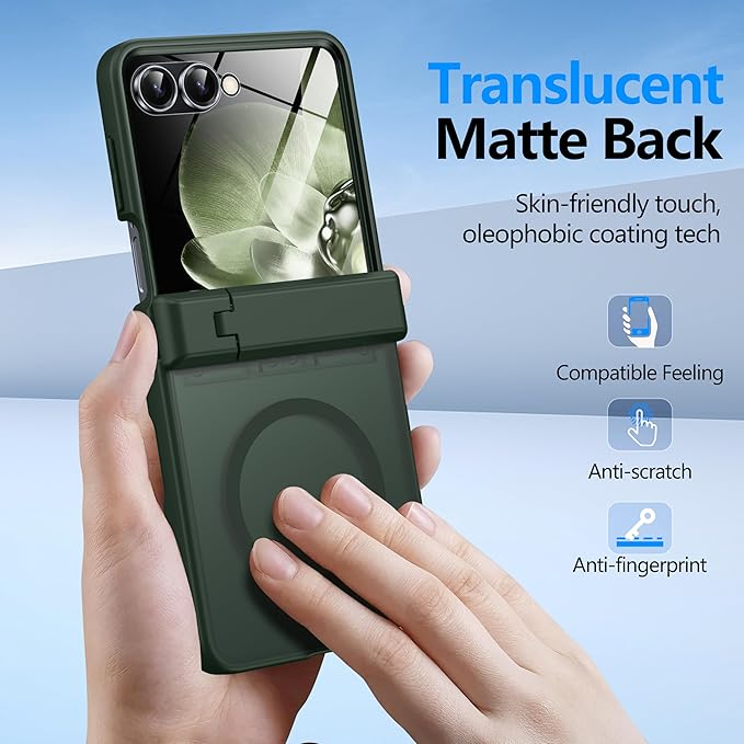 for Samsung Galaxy Z Flip 7 Case Compatible with Magsafe [Hinge Protection＆ Kickstand][Built-in Front Screen Protector] 15FT Military Shockproof Full Body Phone Case for Galaxy Z Flip 7, Green