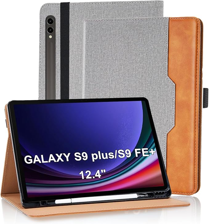 Case for Samsung Galaxy Tab S10+ Plus 2024 / S9 FE+ Plus/ S9+ Plus 12.4 Inch 2023 Magnetic Multi-Angle Leather Folio Stand Shell Folio with Card Holder Galaxy Tab S9+/S9 FE+,Grey