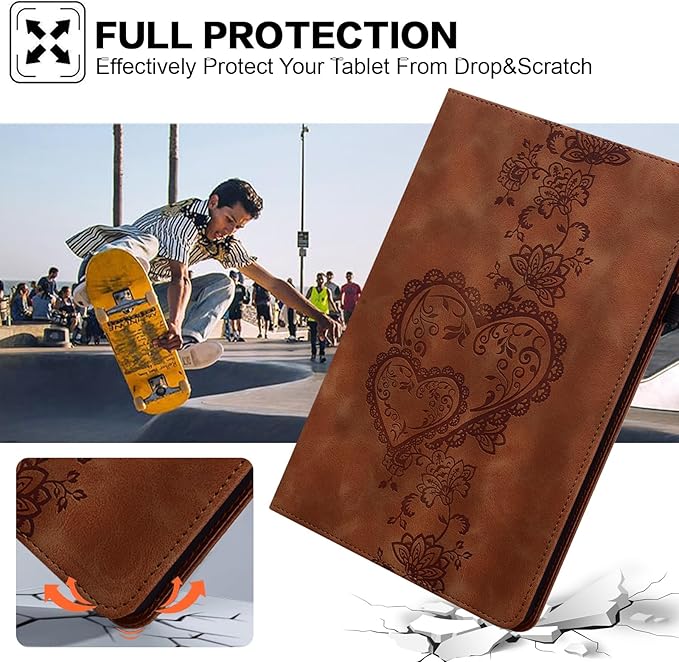 Case for Lenovo Tab M11/Tab K11 LTE 11" 2024 TB330FU Multi Angle Flip PU Leather Shockproof Case with Pencil Holder/Card Slots, Brown