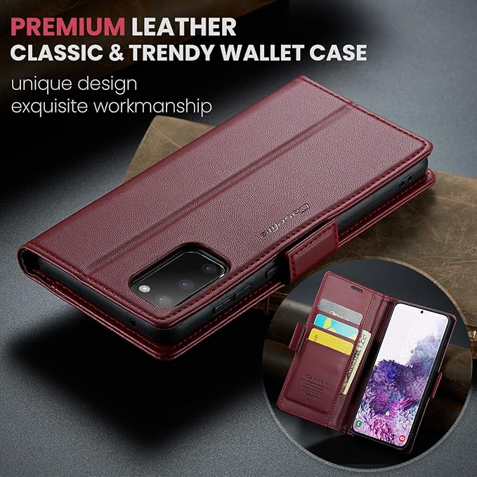 Case for Samsung Galaxy S20 Wallet Case, RFID Blocking PU Leather Flip Folio Cover Card Holder Kickstand Shockproof Phone Case Compatible with Samsung Galaxy S20, Red