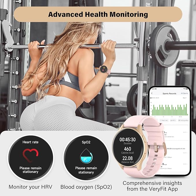 Smart Watch for Women, Built-in Alexa, GPS, HRV, VO2 Max, Blood Oxygen, Sleep & Stress Monitor, Compass, Altimeter, 1.32" AMOLED, Fitness & Women’s Health, Waterproof, iPhone Compatible, Notification