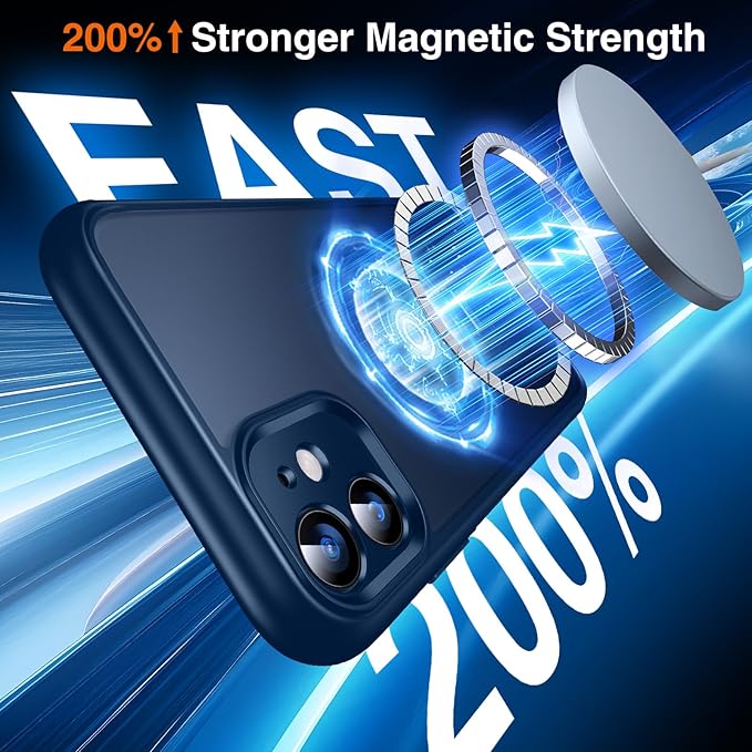 360° O-Ring MagStander for iPhone 11 Case with Magnetic Kickstand Ring Holder [Compatible with MagSafe][360°Rotate Stand Ring][Military Shockproof] Magnet iPhone 11 Phone Cover Matte Blue