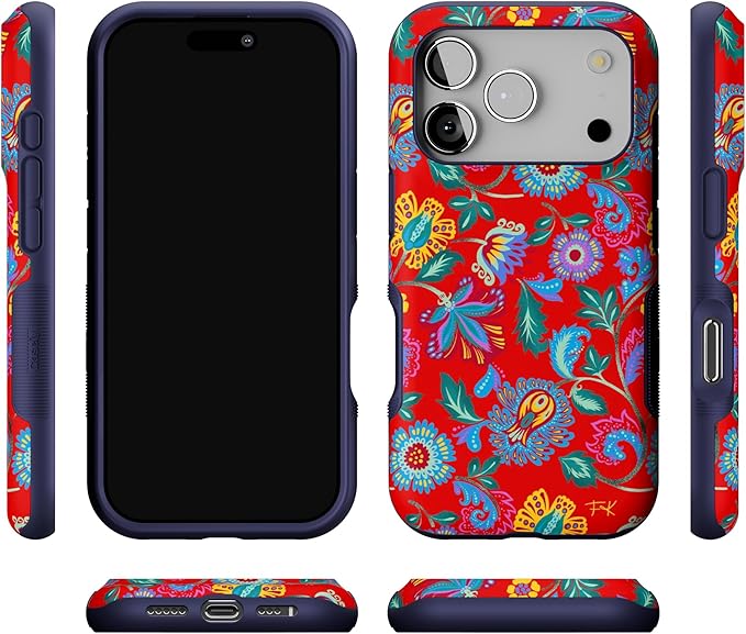 Casely iPhone 17 Pro Case | Painted Flowers | Frida Kahlo Floral | Bold Protective Design | Compatible with MagSafe