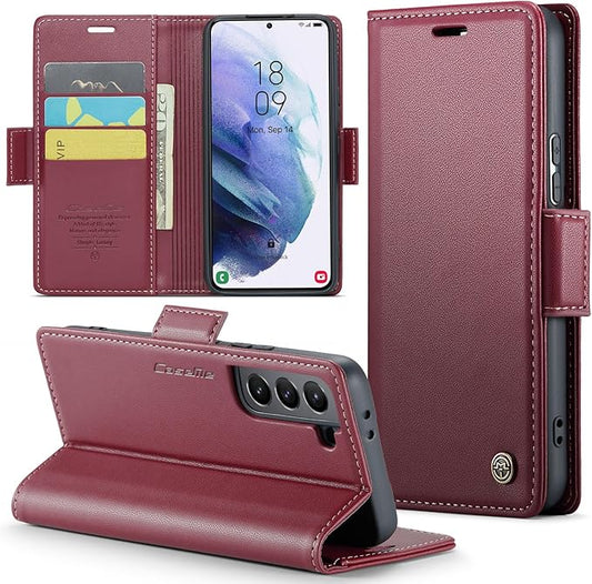 Case for Samsung Galaxy S21 Plus Wallet Case, RFID Blocking PU Leather Flip Folio Cover Card Holder Kickstand Shockproof Phone Case Compatible with Samsung Galaxy S21 Plus, Red