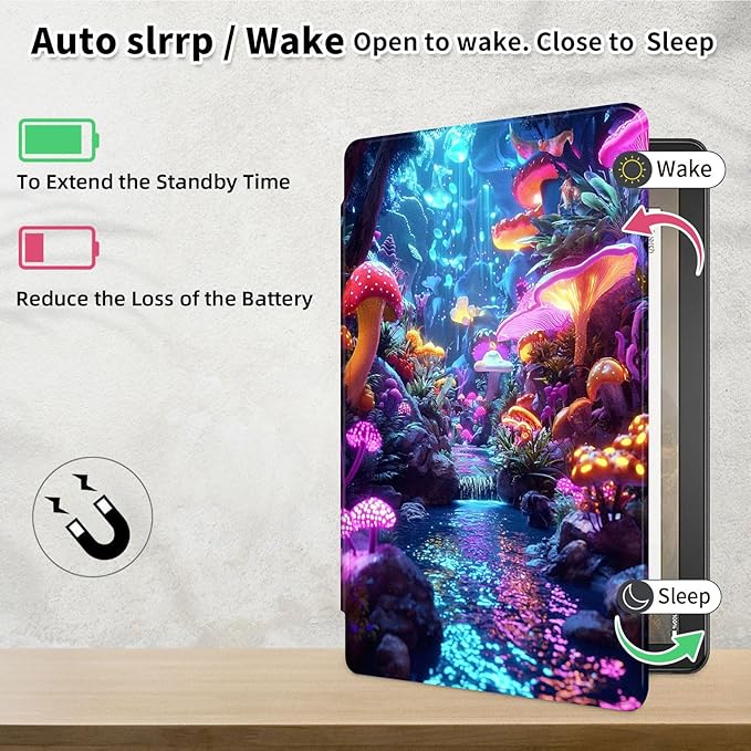 Case for Samsung Galaxy Tab A9+/A9 Plus 11 Inch 2023 Tablet Case, 360 Degree Rotating Folio Stand Smart Cover for Galaxy Tab A9+ Tablet SM-X210/X216/X218, Auto Sleep/Wake, Glowing Mushroom