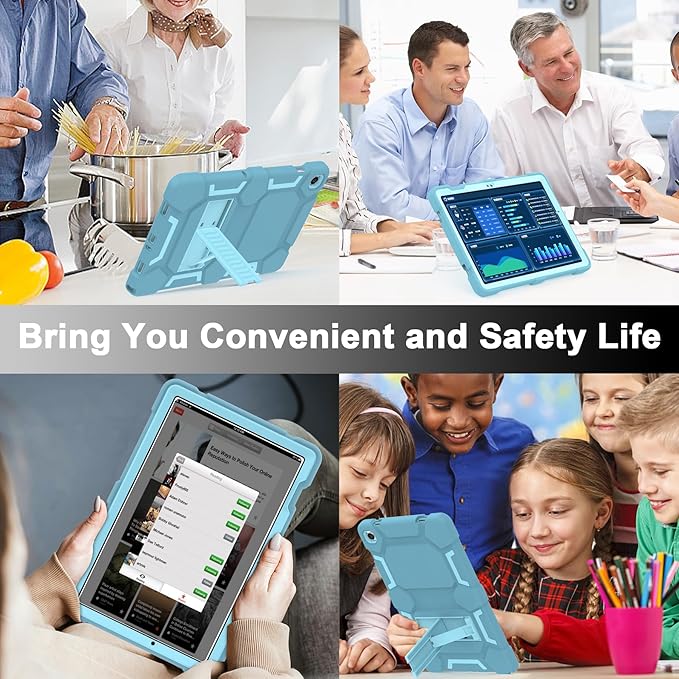 CCMAO Case for Samsung Galaxy Tab A9+ 10.9”(SM-X210/X216/X218), Heavy Duty Shockproof Hard Hybrid Three Layer Protective Cover with Kickstand for Galaxy Tablet A9 Plus 2023 Model for Kids, Blue+Green
