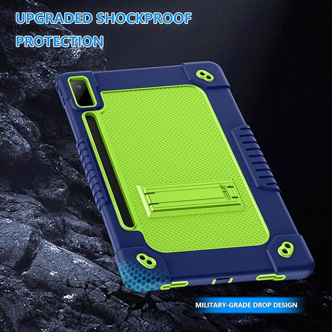 for Lenovo Tab P12 Case,for Lenovo Tab P12 12.7 Inch Tablet Case,Heavy Duty Kids Shockproof with Kickstand Shoulder Strap Cover for Lenovo Tab P12 2023/2024/Xiaoxin Pad Pro (Navy/Green)