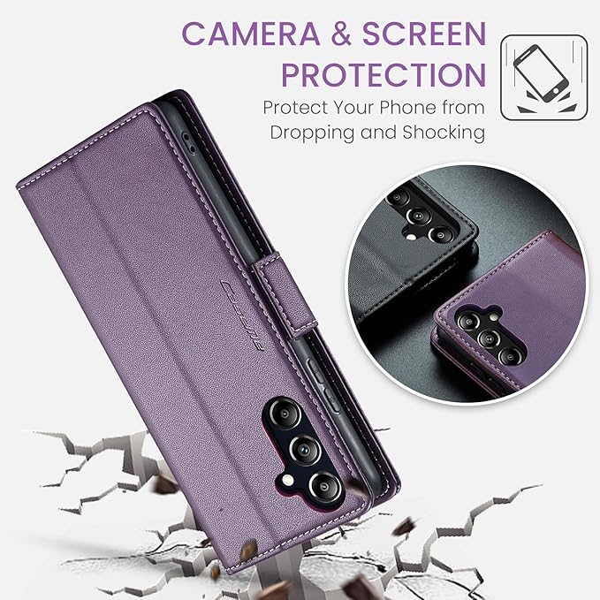 for Samsung Galaxy A16 5G/4G Case, Premium PU Leather Wallet Case Flip Cover with [RFID Blocking][Card Holder][Stand Function] Shockproof Protective for Samsung Galaxy A16, Purple