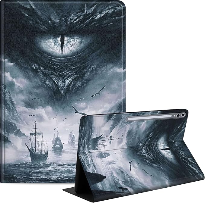 Case for Samsung Galaxy Tab S10 Plus/ S9 FE Plus/ S9 Plus 5G Tablet 12.4'', Slim PU Leather Stand Cover with Auto Wake/Sleep, Multi-Angle Viewing & Shockproof, Eye of a Dragon