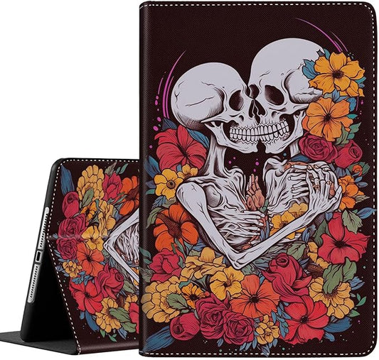 Case for Galaxy Tab A9 Plus ， Auto Sleep/Wake Multi-Angle Viewing Slim Folio Stand Cover for Samsung Galaxy Tab A9+/A9 Plus 11 Inch 2023 (SM-X210/X216/X218), Skeletons Kissing Rose Romantic