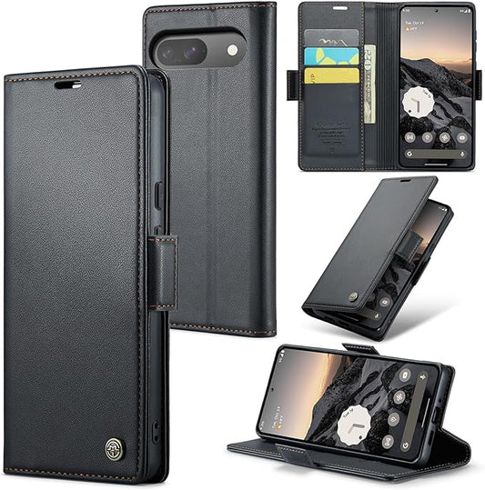 for Google Pixel 9/9 Pro Case, Premium PU Leather Wallet Case Flip Cover with [RFID Blocking][Card Holder][Stand Function] Shockproof Protective for Google 9/9 Pro, Black