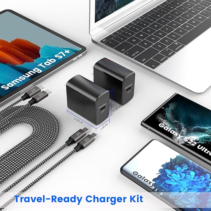 45W Super Fast Charger Type C, [2 Pack] 45 Watt USB-C Charger PD/PPS Wall Charging Block for Samsung Galaxy S25 Ultra/S25+/S25/S24/S23 Ultra/S23+/S22 Ultra/S22+/S20 Ultra, Tab S8(with 2X 10ft Cable)