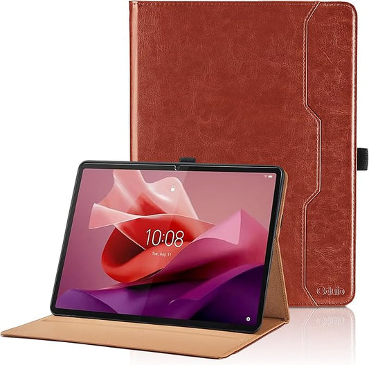 Case for Lenovo Tab P12/Xiaoxin Pad Pro 12.7 Inch 2023 (TB370FU) - PU Leather Business Folio Case with Pocket, Auto Wake/Sleep Smart Tablet Cover,Brown
