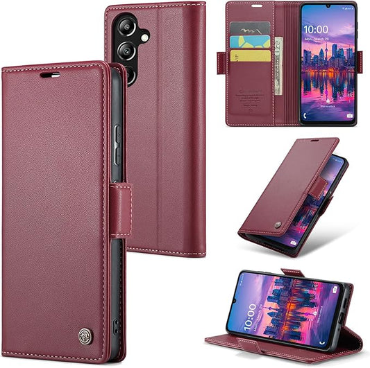 for Samsung Galaxy A16 5G/4G Case, Premium PU Leather Wallet Case Flip Cover with [RFID Blocking][Card Holder][Stand Function] Shockproof Protective for Samsung Galaxy A16, Red