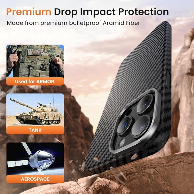 Diaclara Slim Magnetic Series Designed for iPhone 15 Pro Max Case 6.7'',[1500D Aramid Fiber] [Built in Magnet Ring], Protective Shockproof Bumper for iPhone 15 ProMax, Black