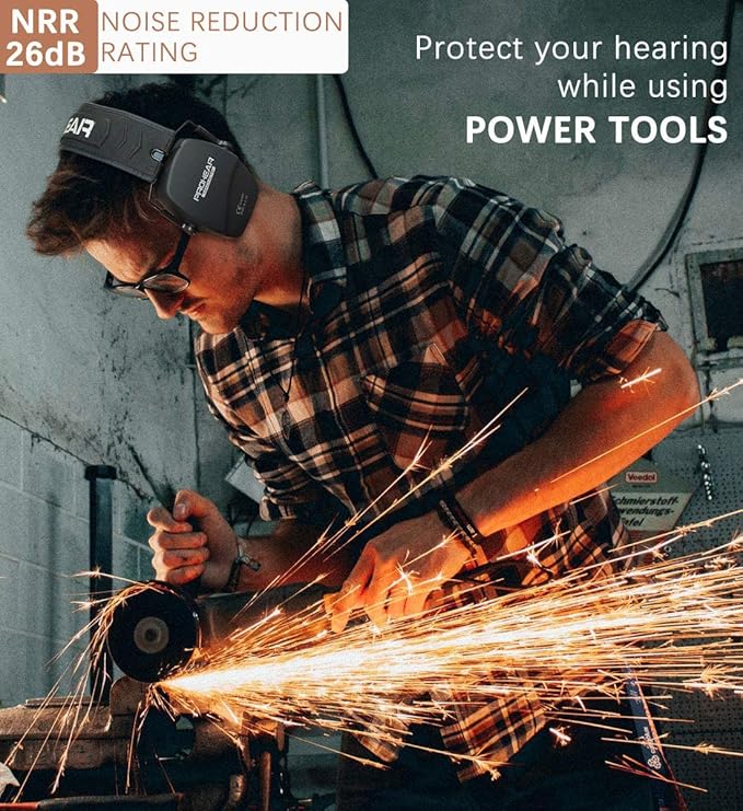 PROHEAR 016-GEP02 Shooting Ear Protection Safety Muffs with Gel Ear Seals with groove, NRR 26dB Noise Reduction Slim Low Profile Passive Earmuffs, Folding Hearing Protector for Airsoft, Hunting