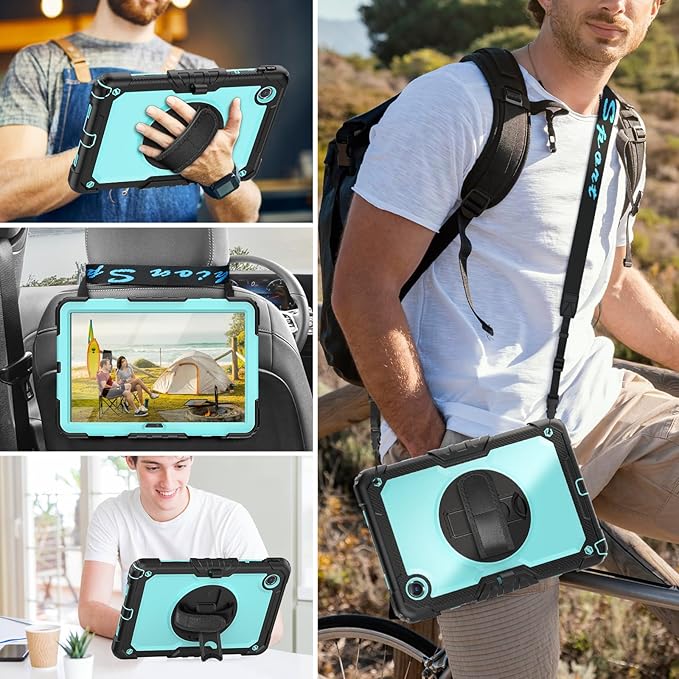 HXCASEAC Case for Lenovo Tab M11/K11 LTE 11’’ with Screen Protector/Pen Holder/Rotating Hand Strap/Stand, Protective M11 Tablet Case (TB-330FU/TB-330XU) Cover 2024, Light Blue