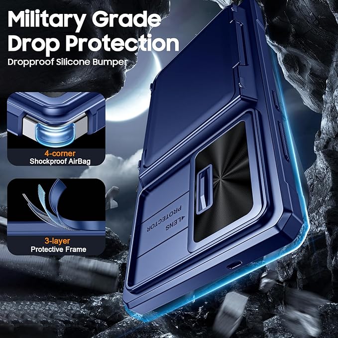 for Samsung Galaxy S25 Ultra Case Wallet with RFID [Cards Holder][Camera Cover][Edge Raised] Full Body Shockproof Silicone Protective Phone Case for Galaxy S25 Ultra 6.9" 2025 (Blue)