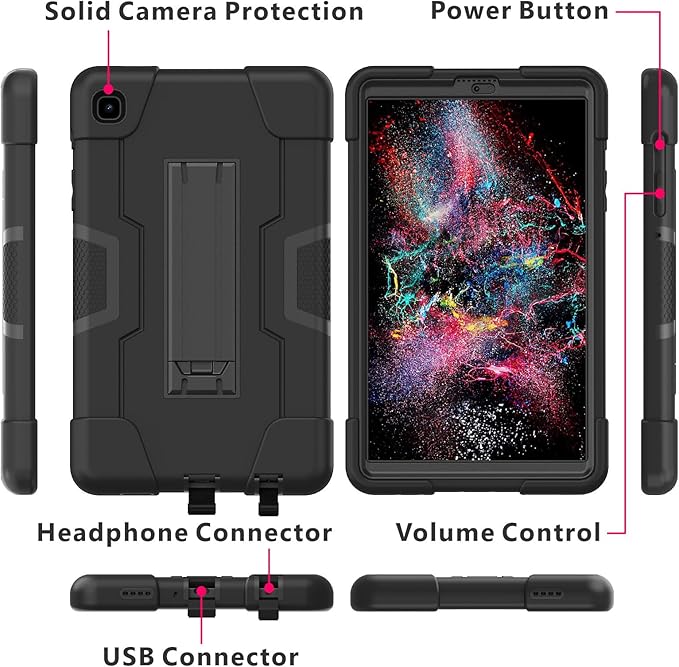 Case for Samsung Galaxy Tab A7 Lite 8.7 Inch 2021, Heavy Duty Hard PC Soft Silicone Shockproof Protective Kickstand Cover Compatibile with Galaxy Tab A7 Lite 8.7" (SM-T220 SM-T225 SM-T227U)