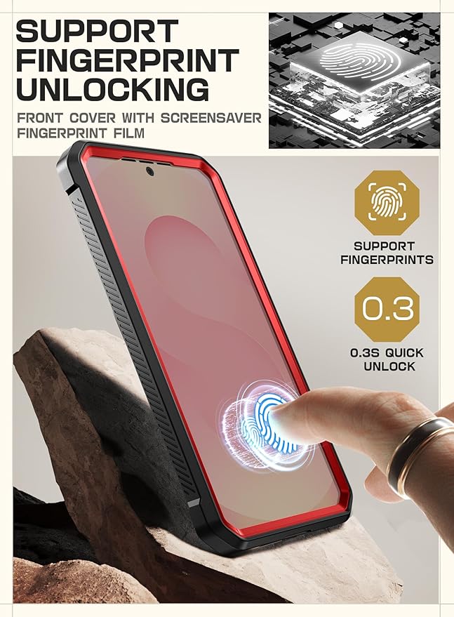 SUPCASE for Samsung Galaxy S25 Case with Stand (Unicorn Beetle Pro), [2 Front Frames] [Built-in Screen Protector & Belt-Clip] Military-Grade Protection Rugged Phone Case for Galaxy S25 6.2", Ruddy