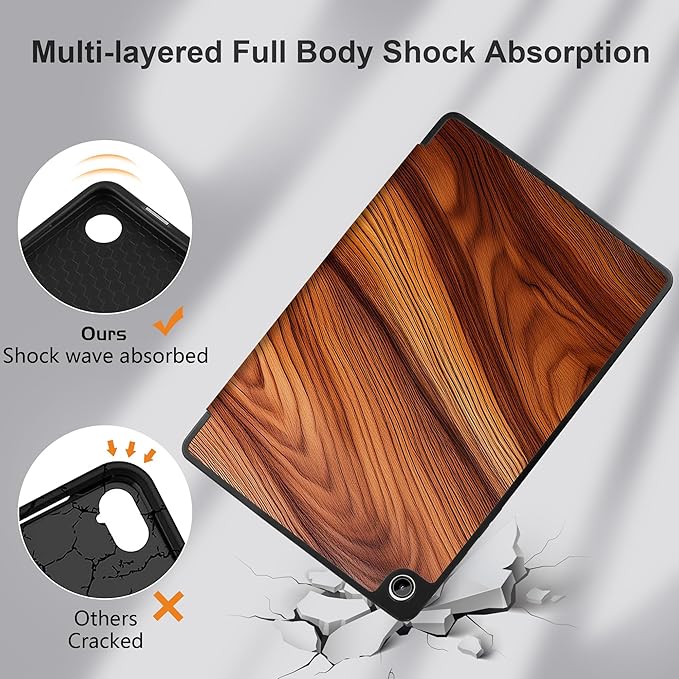 MEEgoodo Case for Samsung Galaxy Tab A9 Plus 11 inch Cover 2024 2023 with S Pen Holder, A9+ Smart Tablet Cases with Leather Trifold Stand+Soft TPU Back Shell+Smart Auto Wake/Sleep, Tree Rings
