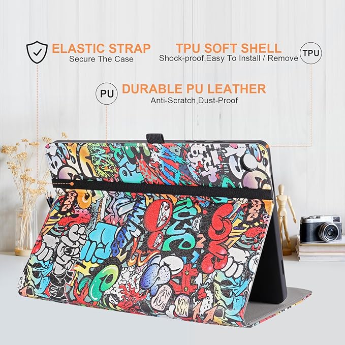 for Samsung Galaxy Tab A9 Plus Case Multiangle Stand for Samsung Tab A9 Plus Tablet Case 11 Inch SM-X210/SM-X216/SM-X218,Graffiti