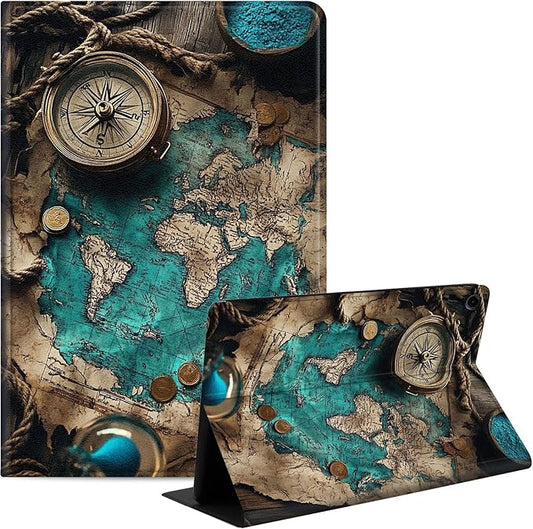 Case for Samsung Galaxy Tab A9 8.7-Inch 2023, Slim PU Leather Stand Cover with Auto Wake/Sleep, Multi-Angle Viewing & Shockproof, Ancient Map