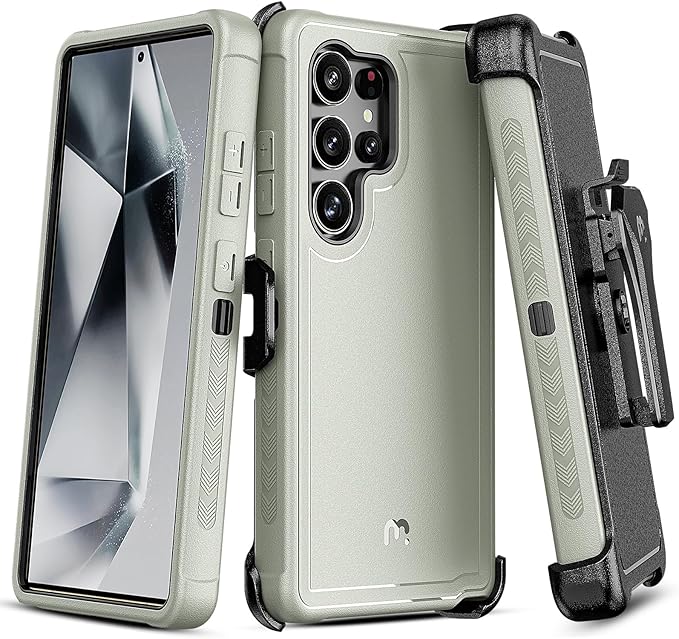 M MYBAT PRO Maverick Series for Samsung Galaxy S25 Ultra Case with Belt Clip Holster, 6.9 inch, Heavy Duty Military Grade Drop Protective Case w 360° Rotating Stand (No Screen Protector)