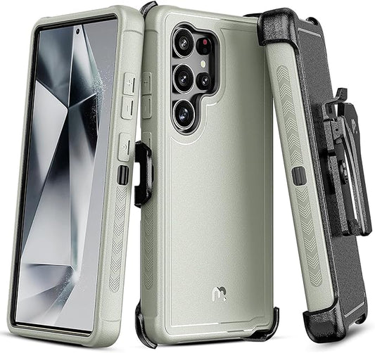 M MYBAT PRO Maverick Series for Samsung Galaxy S25 Ultra Case with Belt Clip Holster, 6.9 inch, Heavy Duty Military Grade Drop Protective Case w 360° Rotating Stand (No Screen Protector)
