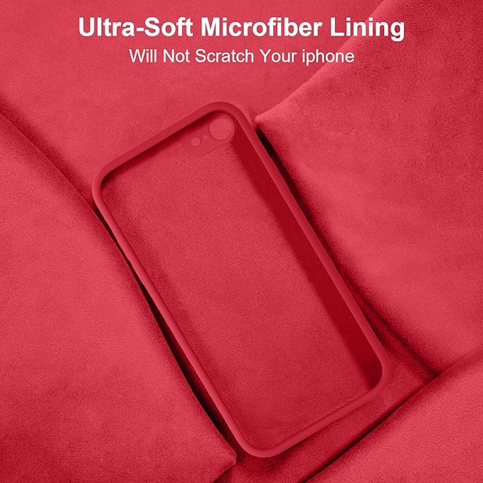 Vooii for iPhone SE Case 2022/3rd/2020,iPhone 8/7 Case, Upgraded Liquid Silicone with [Flat Edges] [Camera Protection] [Soft Anti-Scratch Microfiber Lining] Phone Case for iPhone SE - Red