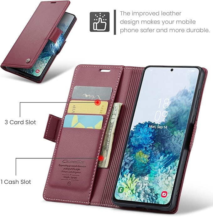 Case for Samsung Galaxy S20 Plus Wallet Case, RFID Blocking PU Leather Flip Folio Cover Card Holder Kickstand Shockproof Phone Case Compatible with Samsung Galaxy S20 Plus, Red