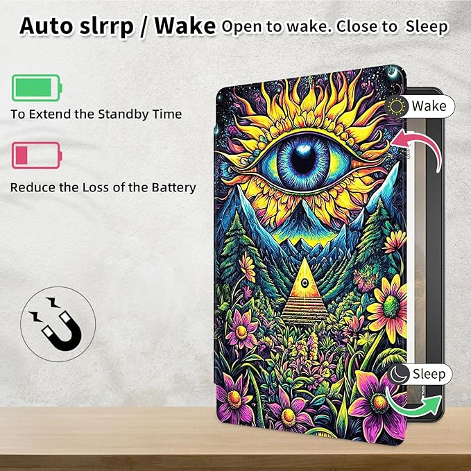 Case for Samsung Galaxy Tab A9+/A9 Plus 11 Inch 2023 Tablet Case, 360 Degree Rotating Folio Stand Smart Cover for Galaxy Tab A9+ Tablet SM-X210/X216/X218, Auto Sleep/Wake, Eye Flowers