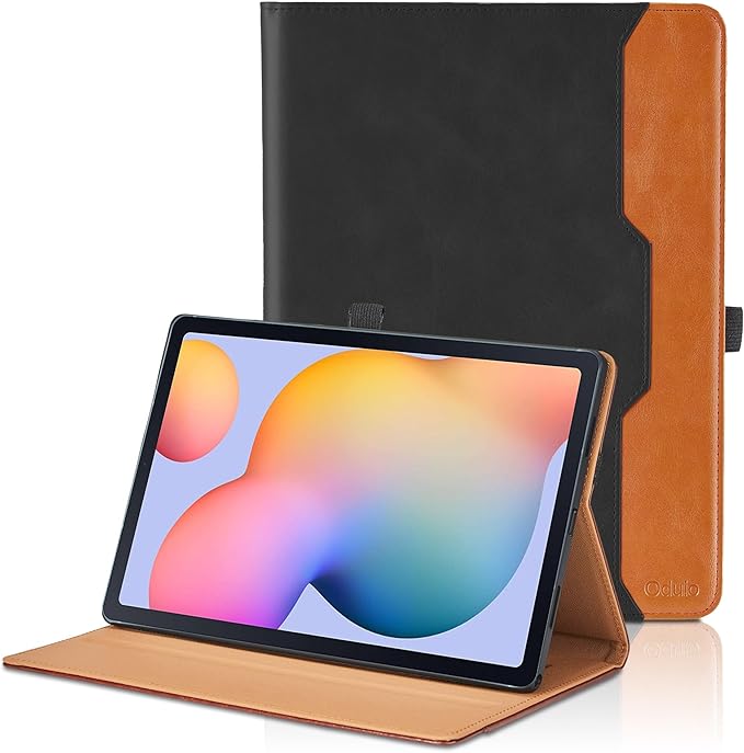 Case for Samsung Galaxy Tab S6 Lite 10.4 Inch 2024/2022/2020 - Model (SM-P620/P625/P610/P613/P615/P619) with Hand Strap and Pocket, PU Leather Folio Stand Cover Auto Wake/Sleep, Black