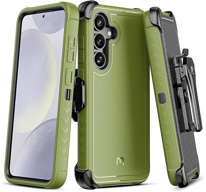 M MYBAT PRO Maverick Series for Samsung Galaxy S25 Plus Case with Belt Clip Holster, 6.7 inch, Heavy Duty Military Grade Drop Protective Case with 360° Rotating Stand (No Screen Protector) Army Green
