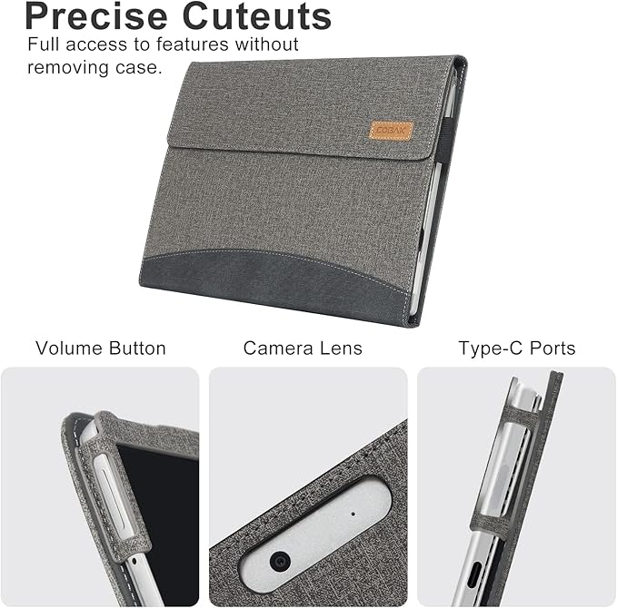 CoBak Case for Surface Pro 2024 Copliot PC 11th Edition - for Microsoft 13 Inch Tablet, Fits Keyboard and Kickstand with Multiple Angle