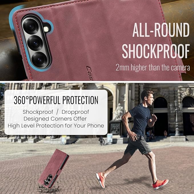 Wallet Case for Samsung Galaxy Z Fold 7 Leather Wallet Flip Cover with Card Holder, Kickstand, Magnetic Closure, RFID Blocking TPU Shockproof Phone Case Compatible with Galaxy Fold 7, Red