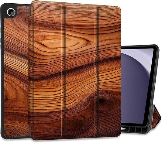 MEEgoodo Case for Samsung Galaxy Tab A9 Plus 11 inch Cover 2024 2023 with S Pen Holder, A9+ Smart Tablet Cases with Leather Trifold Stand+Soft TPU Back Shell+Smart Auto Wake/Sleep, Tree Rings